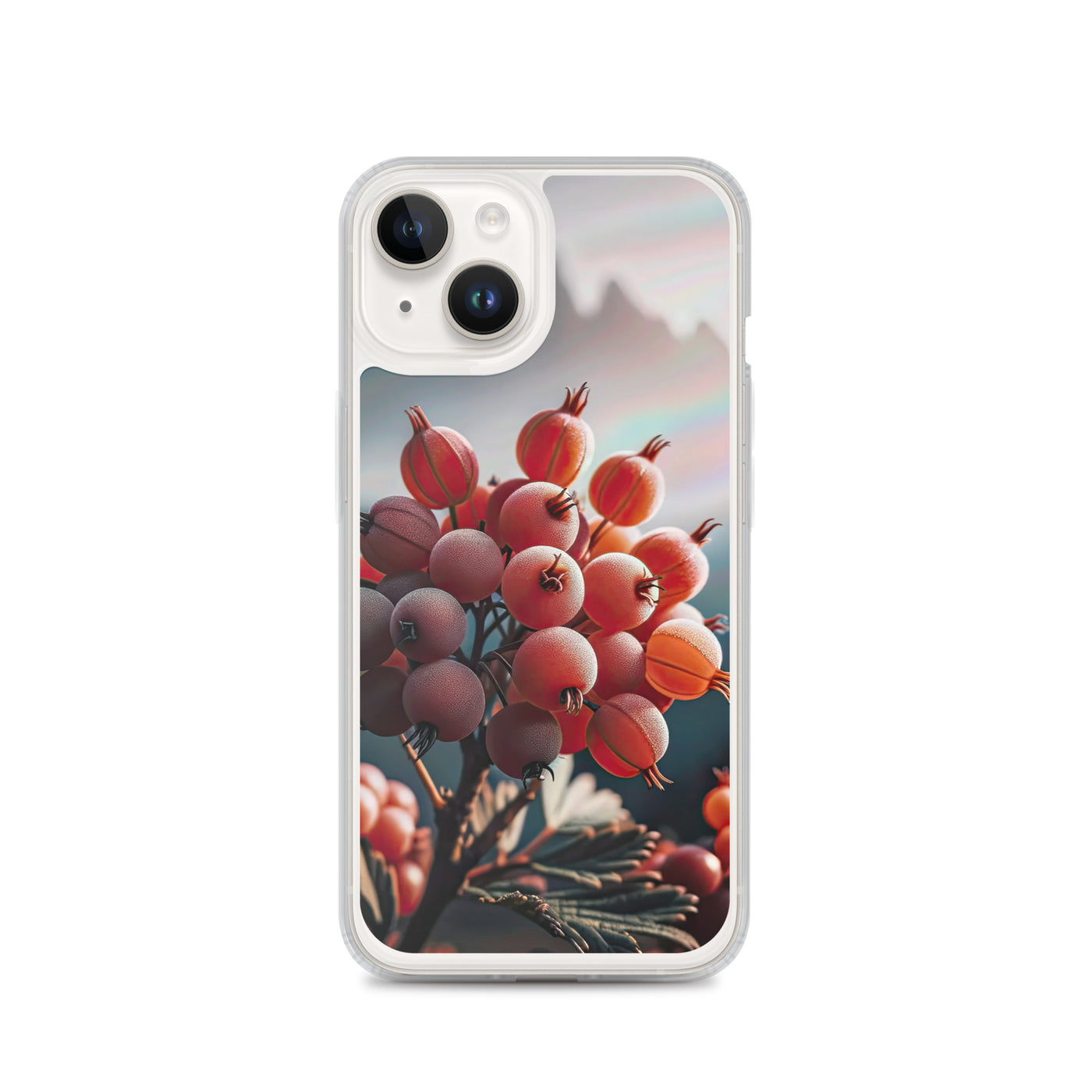 Foto einer Gruppe von Alpenbeeren mit kräftigen Farben und detaillierten Texturen - iPhone Schutzhülle (durchsichtig) berge xxx yyy zzz iPhone 14