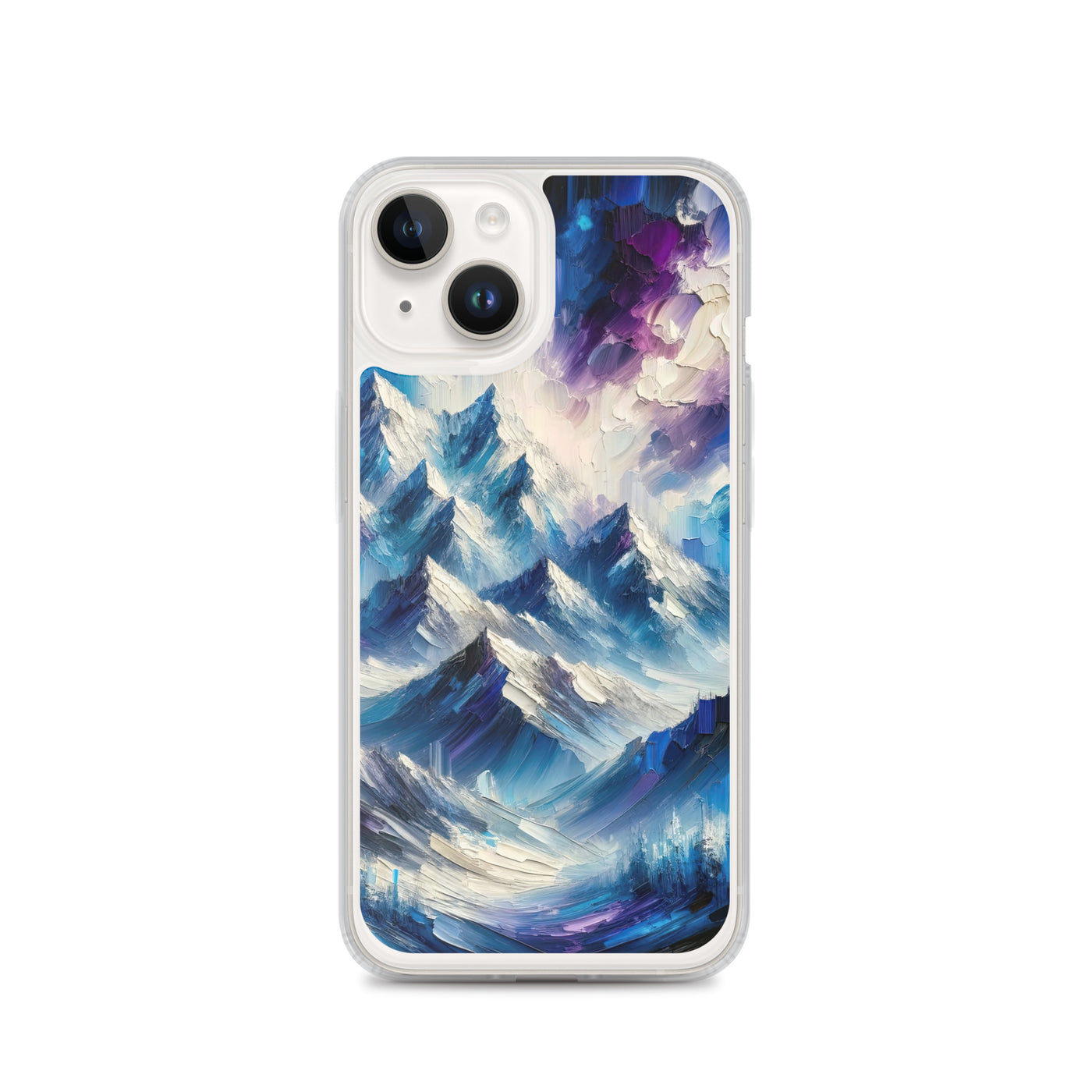 Alpenabstraktion mit dramatischem Himmel in Öl - iPhone Schutzhülle (durchsichtig) berge xxx yyy zzz iPhone 14