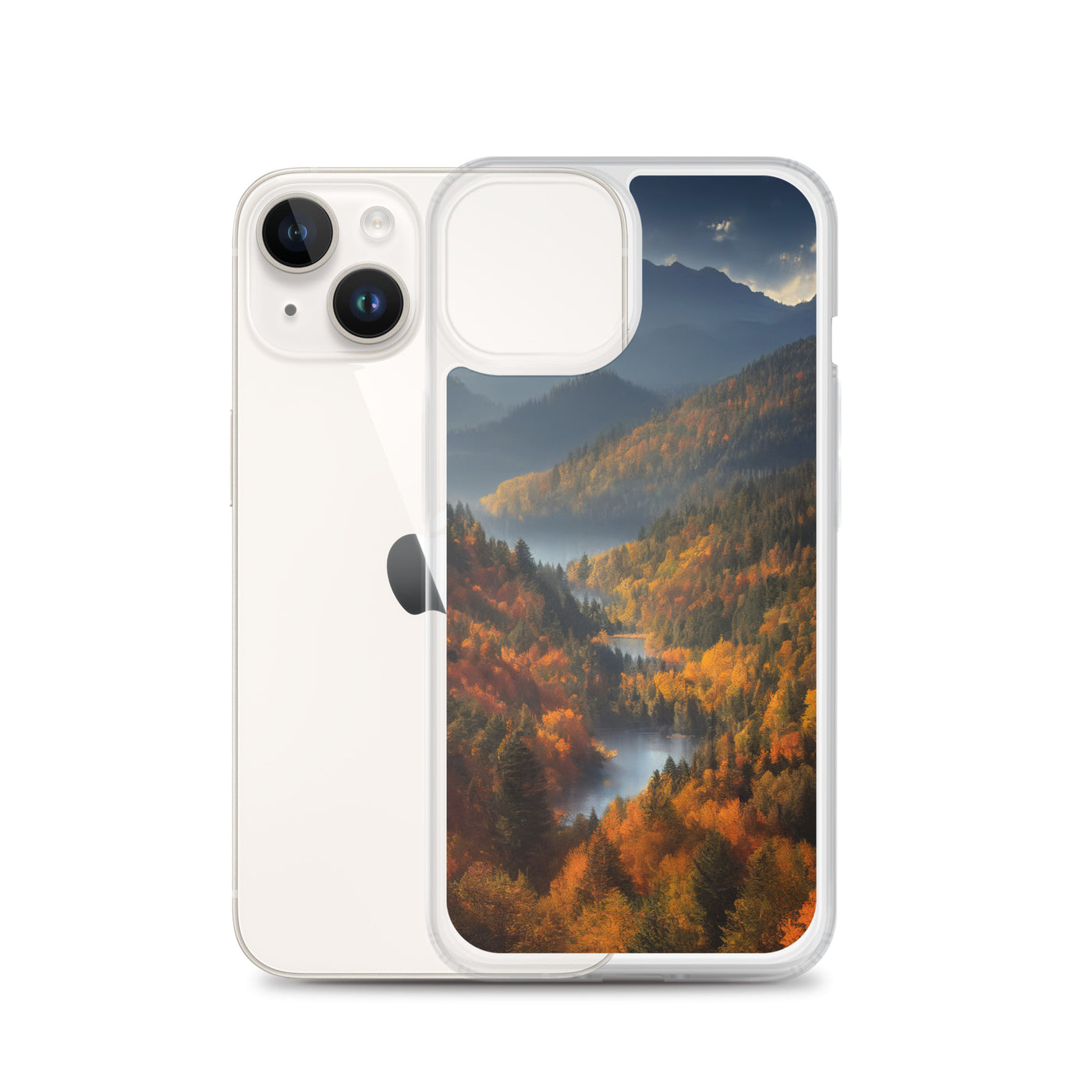 Berge, Wald und Nebel - Malerei - iPhone Schutzhülle (durchsichtig) berge xxx