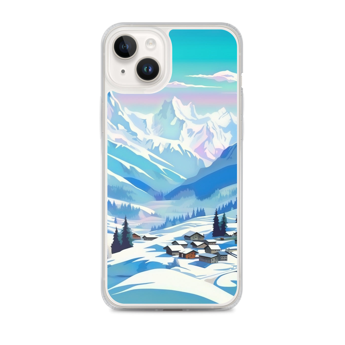 Berge und Schnee - Landschaft - iPhone Schutzhülle (durchsichtig) ski xxx iPhone 14 Plus