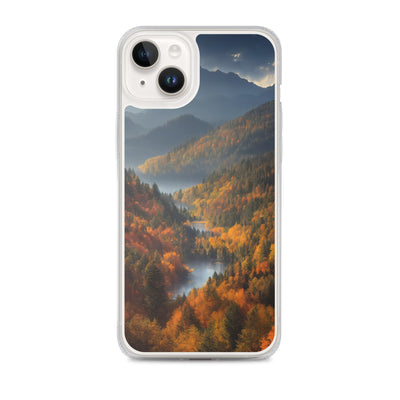 Berge, Wald und Nebel - Malerei - iPhone Schutzhülle (durchsichtig) berge xxx iPhone 14 Plus