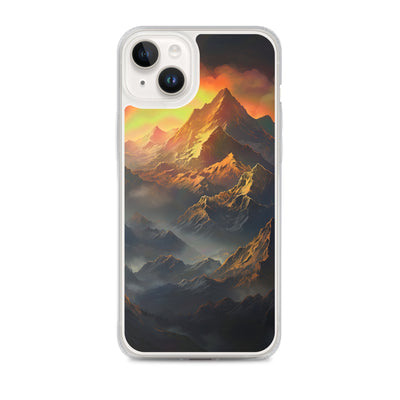 Wunderschöne Himalaya Gebirge im Nebel und Sonnenuntergang - Malerei - iPhone Schutzhülle (durchsichtig) berge xxx iPhone 14 Plus