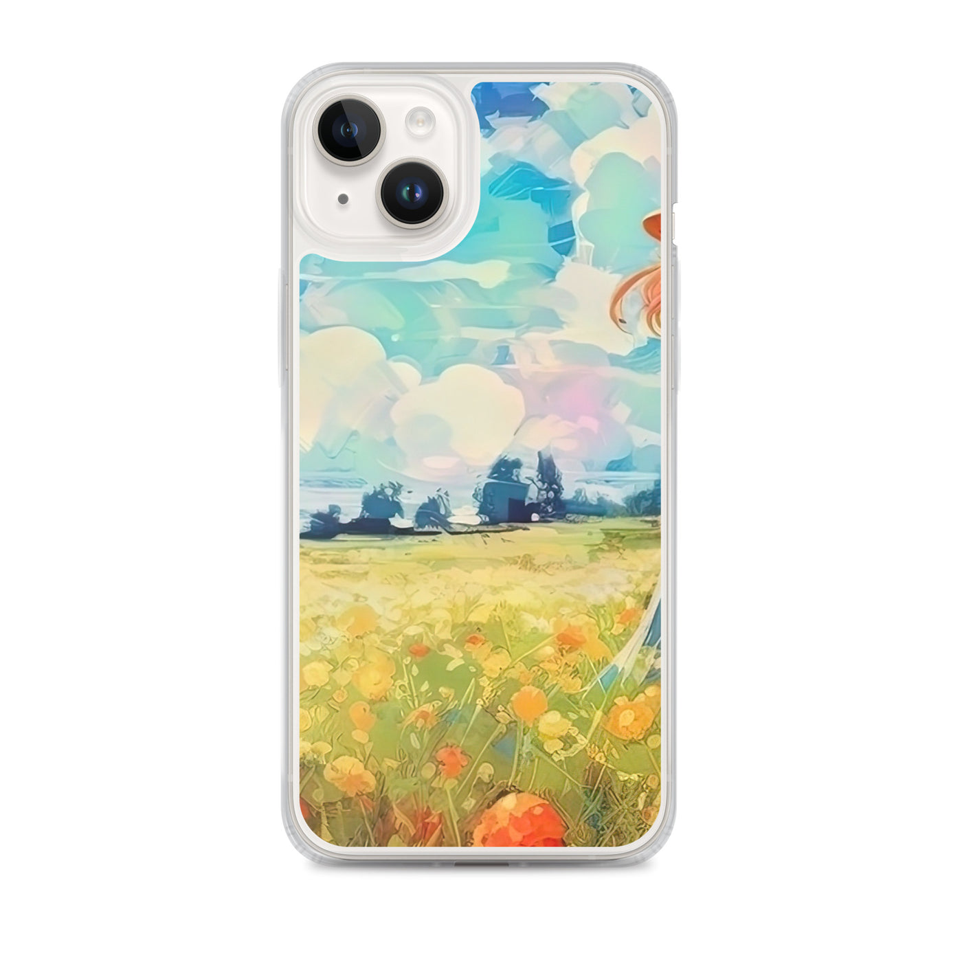 Dame mit Hut im Feld mit Blumen - Landschaftsmalerei - iPhone Schutzhülle (durchsichtig) camping xxx iPhone 14 Plus