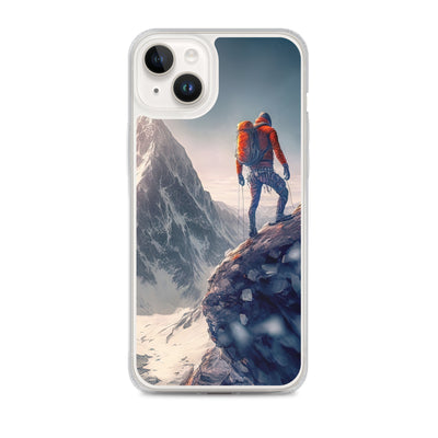 Bergsteiger auf Berg - Epische Malerei - iPhone Schutzhülle (durchsichtig) klettern xxx iPhone 14 Plus