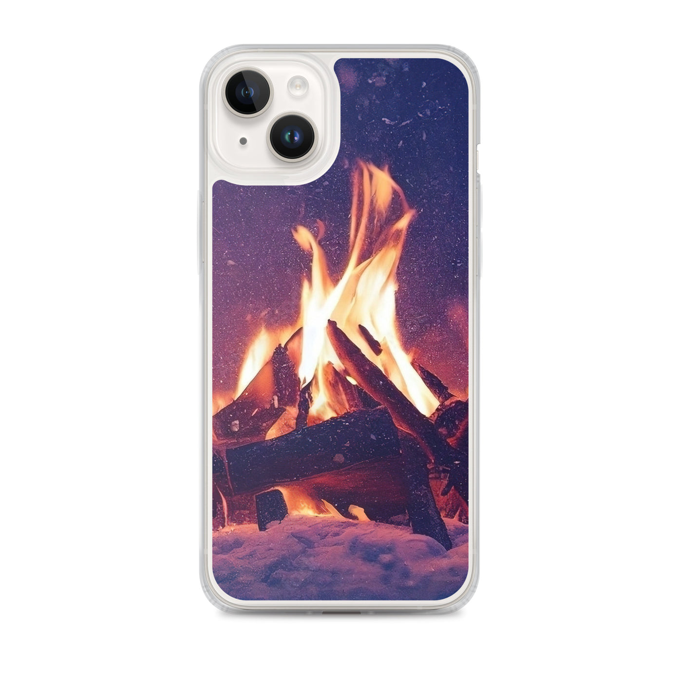 Lagerfeuer im Winter - Campingtrip Foto - iPhone Schutzhülle (durchsichtig) camping xxx iPhone 14 Plus