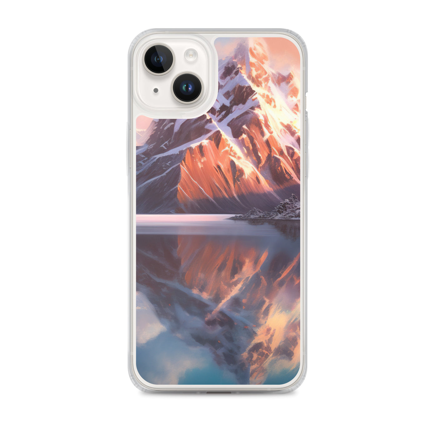 Berg und Bergsee - Landschaftsmalerei - iPhone Schutzhülle (durchsichtig) berge xxx iPhone 14 Plus
