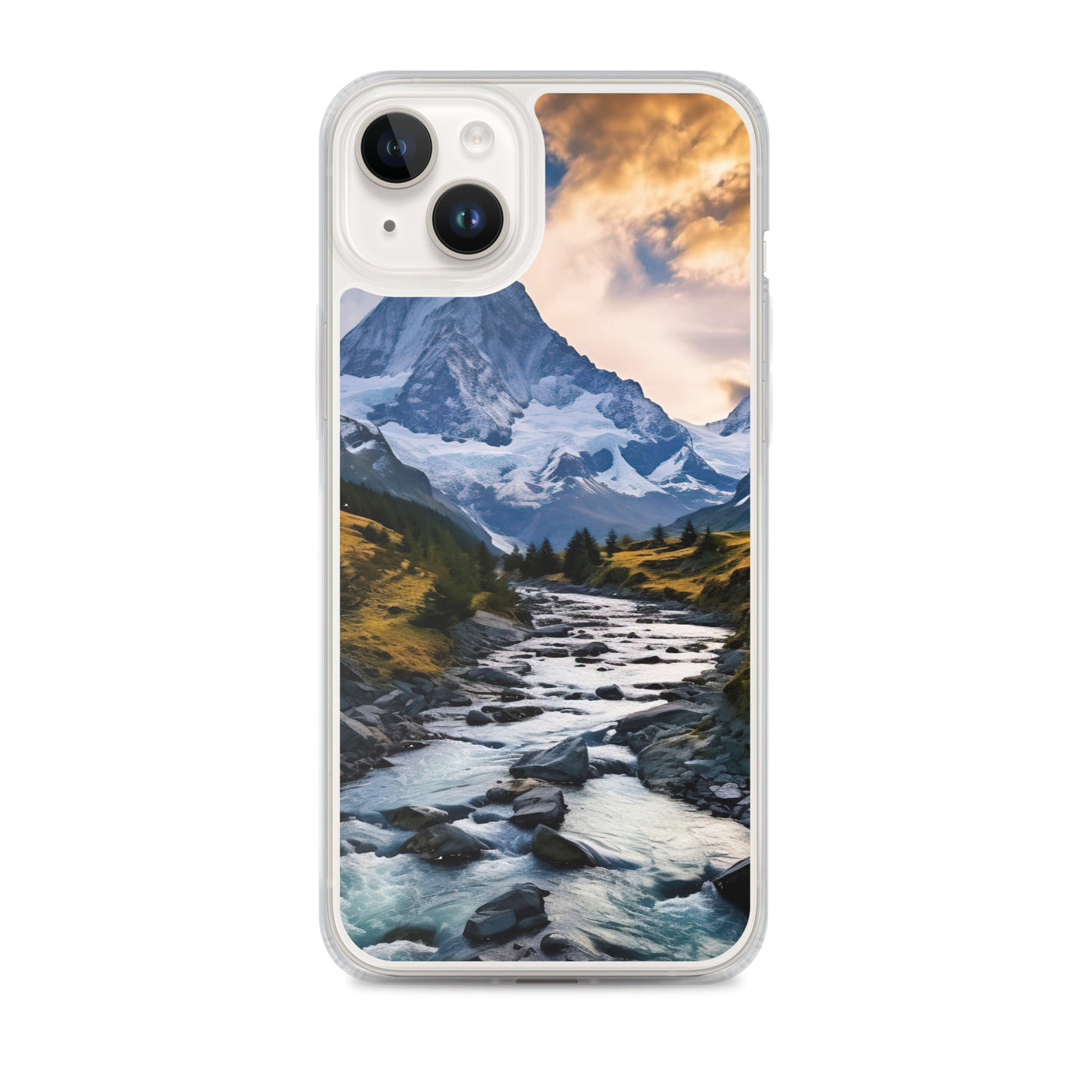 Berge und steiniger Bach - Epische Stimmung - iPhone Schutzhülle (durchsichtig) berge xxx iPhone 14 Plus