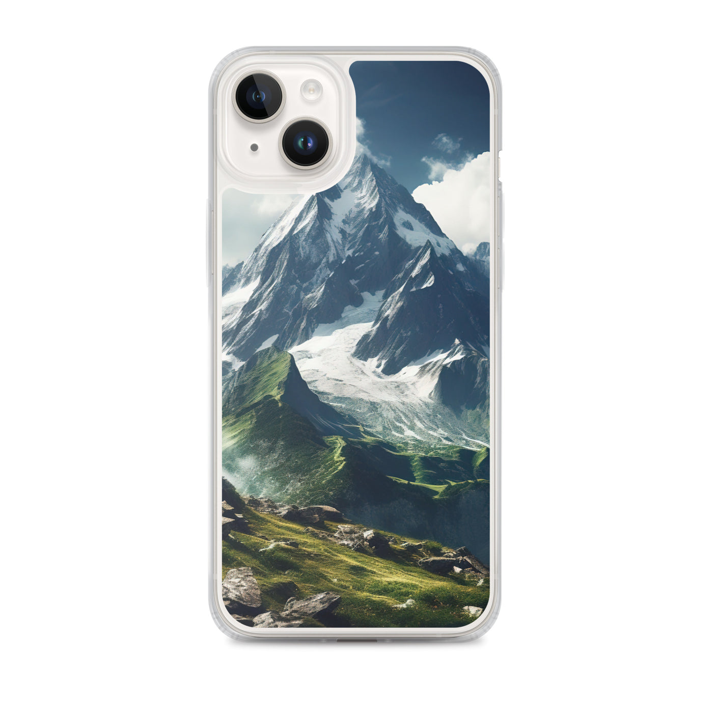 Gigantischer Berg - Landschaftsmalerei - iPhone Schutzhülle (durchsichtig) berge xxx iPhone 14 Plus