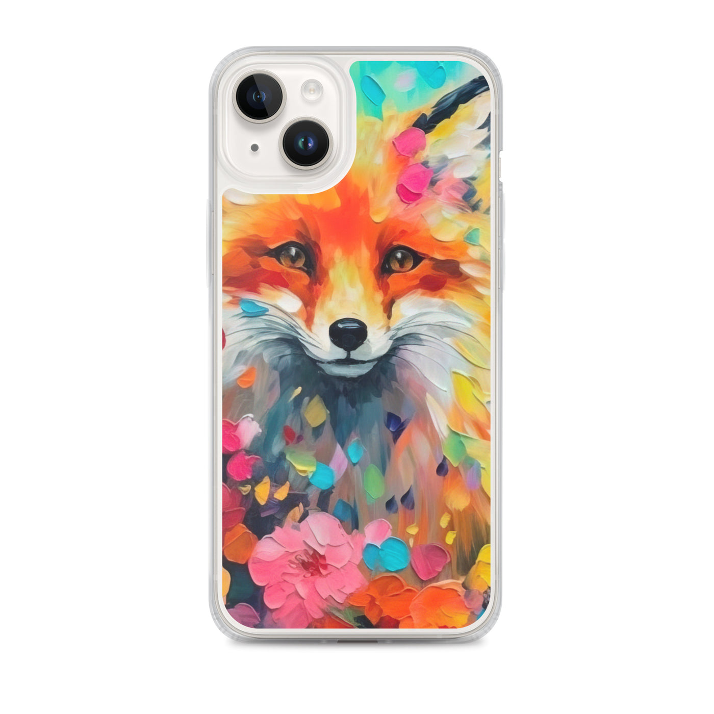 Schöner Fuchs im Blumenfeld - Farbige Malerei - iPhone Schutzhülle (durchsichtig) camping xxx iPhone 14 Plus