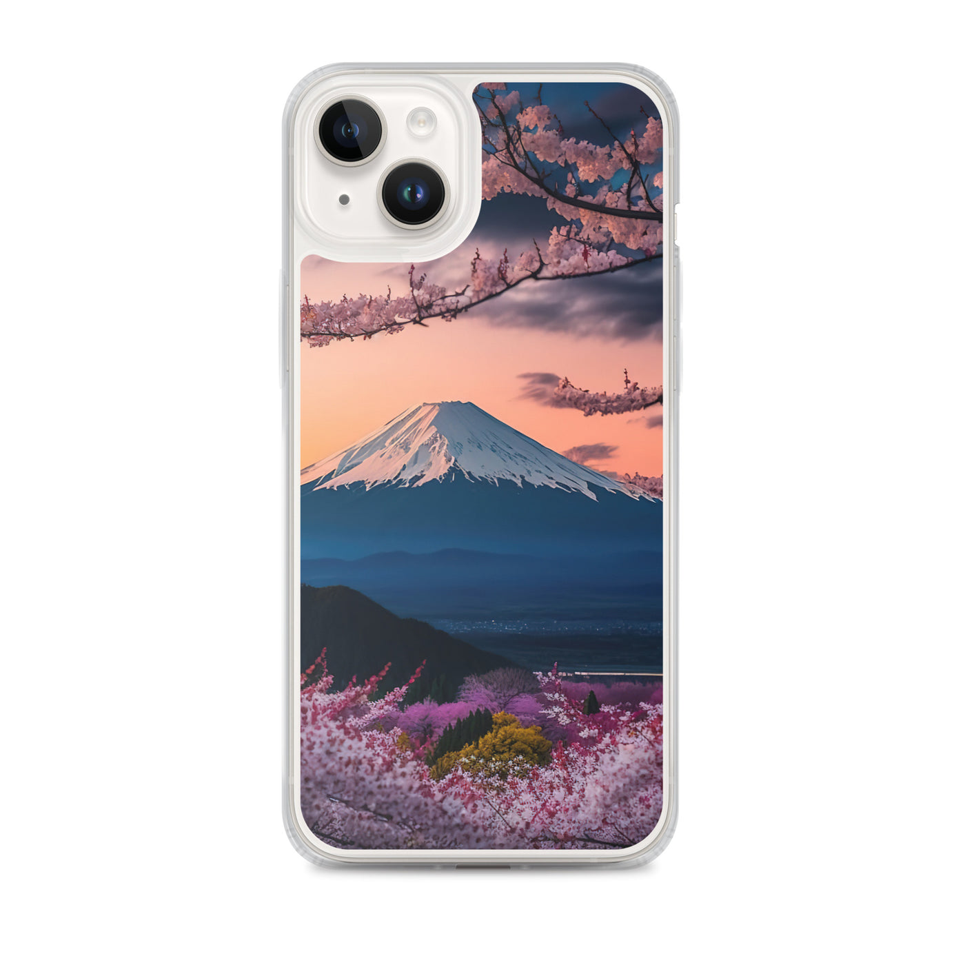 Berg - Pinke Bäume und Blumen - iPhone Schutzhülle (durchsichtig) berge xxx iPhone 14 Plus