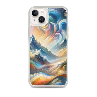 Ätherische schöne Alpen in lebendigen Farbwirbeln - Abstrakte Berge - iPhone Schutzhülle (durchsichtig) berge xxx yyy zzz iPhone 14 Plus