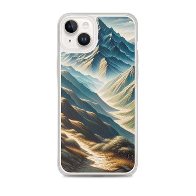 Berglandschaft: Acrylgemälde mit hervorgehobenem Pfad - iPhone Schutzhülle (durchsichtig) berge xxx yyy zzz iPhone 14 Plus