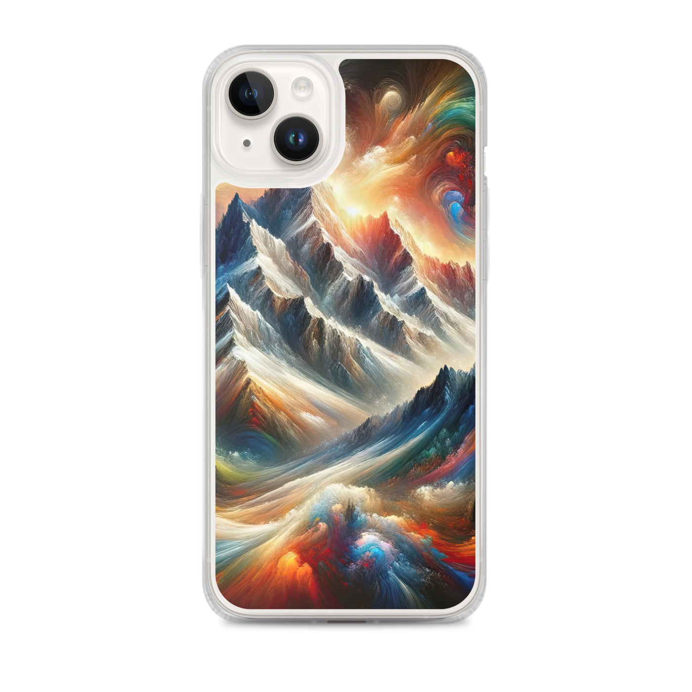 Expressionistische Alpen, Berge: Gemälde mit Farbexplosion - iPhone Schutzhülle (durchsichtig) berge xxx yyy zzz iPhone 14 Plus