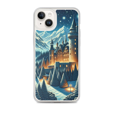 Mondhelle Schlossnacht in den Alpen, sternenklarer Himmel - iPhone Schutzhülle (durchsichtig) berge xxx yyy zzz iPhone 14 Plus