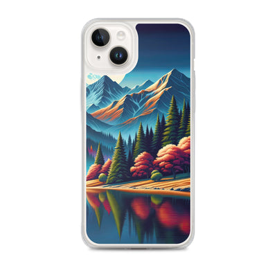 Ruhiger Herbstabend in den Alpen, grün-rote Berge - iPhone Schutzhülle (durchsichtig) berge xxx yyy zzz iPhone 14 Plus