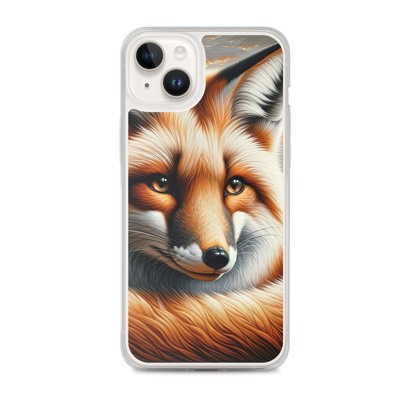 Ölgemälde eines nachdenklichen Fuchses mit weisem Blick - iPhone Schutzhülle (durchsichtig) camping xxx yyy zzz iPhone 14 Plus