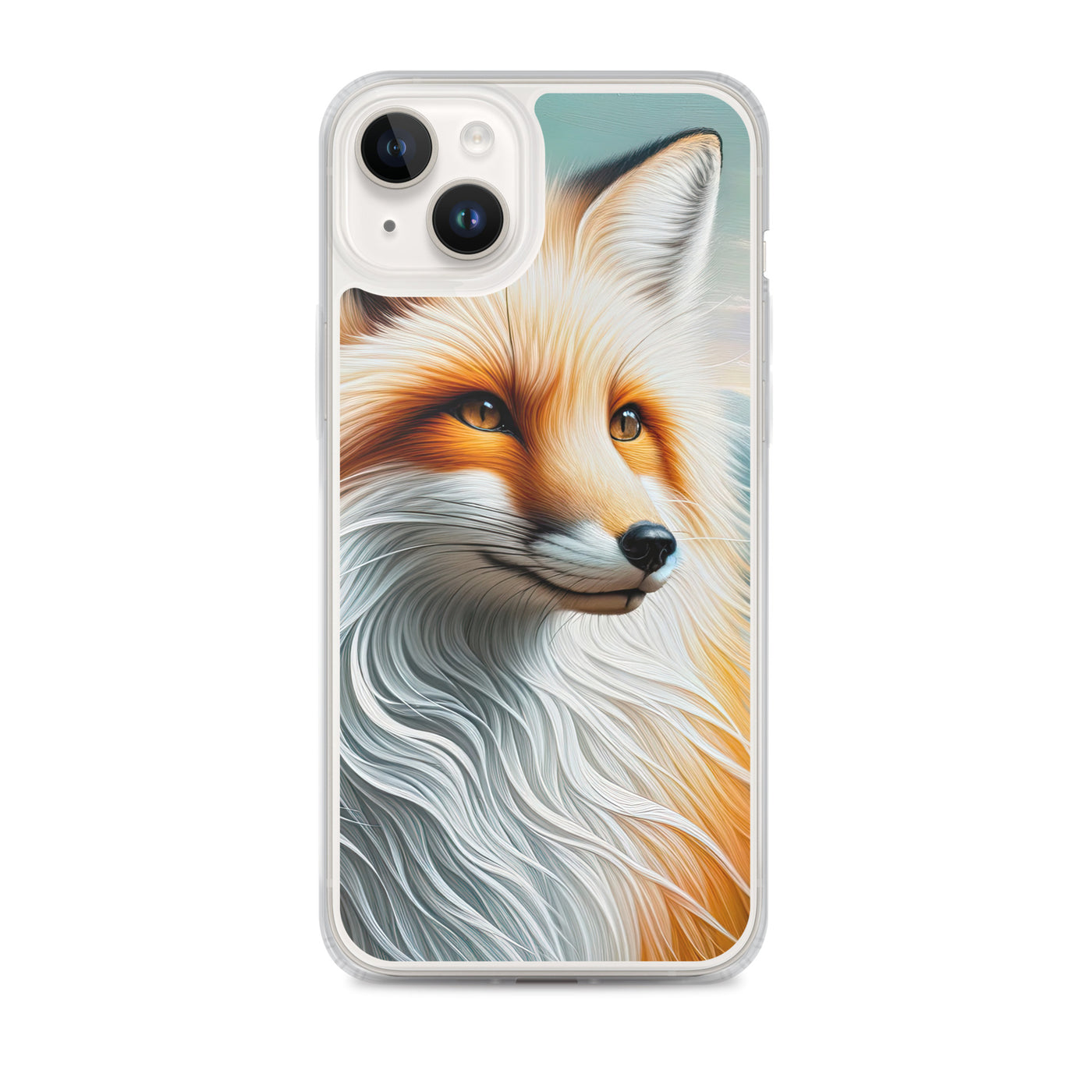 Ölgemälde eines anmutigen, intelligent blickenden Fuchses in Orange-Weiß - iPhone Schutzhülle (durchsichtig) camping xxx yyy zzz iPhone 14 Plus