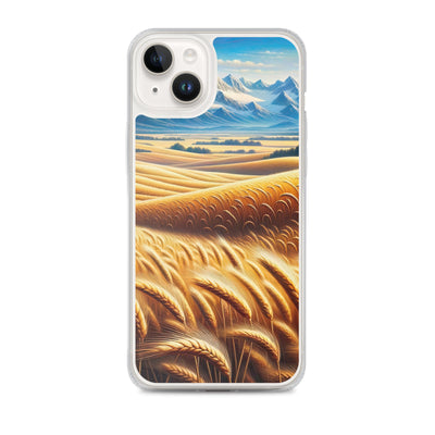 Ölgemälde eines weiten bayerischen Weizenfeldes, golden im Wind (TR) - iPhone Schutzhülle (durchsichtig) xxx yyy zzz iPhone 14 Plus