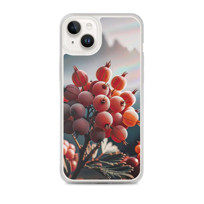 Foto einer Gruppe von Alpenbeeren mit kräftigen Farben und detaillierten Texturen - iPhone Schutzhülle (durchsichtig) berge xxx yyy zzz iPhone 14 Plus
