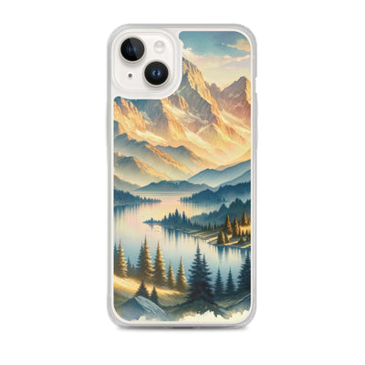Aquarell der Alpenpracht bei Sonnenuntergang, Berge im goldenen Licht - iPhone Schutzhülle (durchsichtig) berge xxx yyy zzz iPhone 14 Plus
