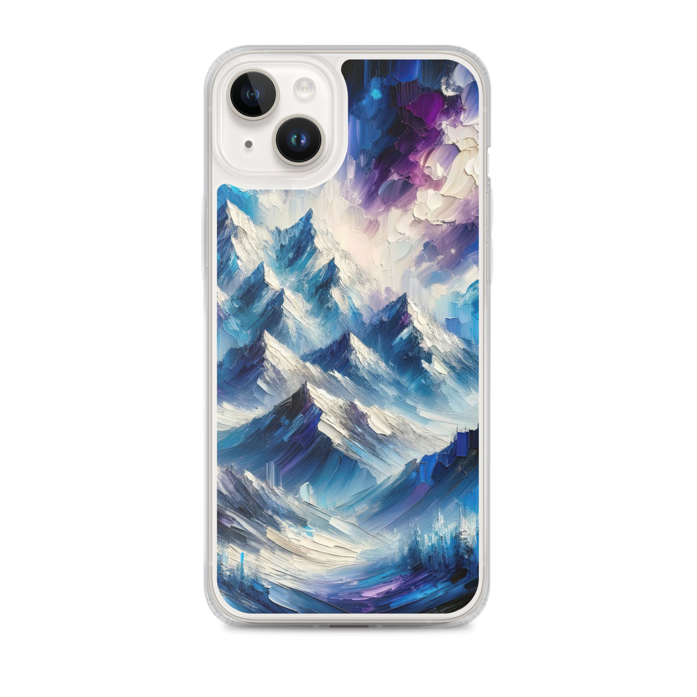 Alpenabstraktion mit dramatischem Himmel in Öl - iPhone Schutzhülle (durchsichtig) berge xxx yyy zzz iPhone 14 Plus