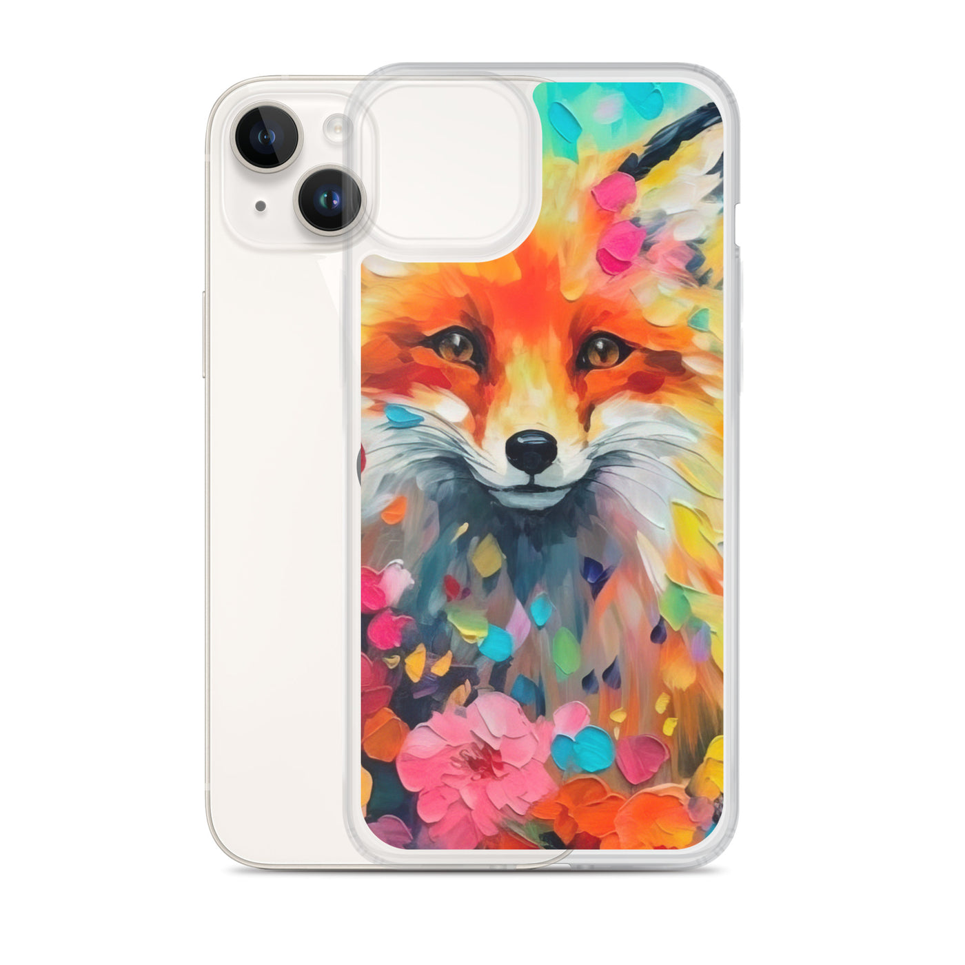 Schöner Fuchs im Blumenfeld - Farbige Malerei - iPhone Schutzhülle (durchsichtig) camping xxx