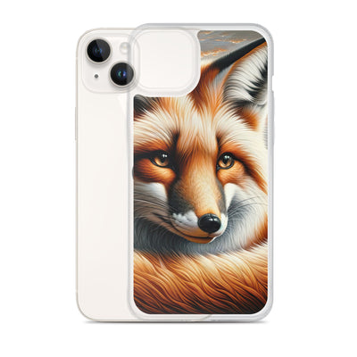 Ölgemälde eines nachdenklichen Fuchses mit weisem Blick - iPhone Schutzhülle (durchsichtig) camping xxx yyy zzz