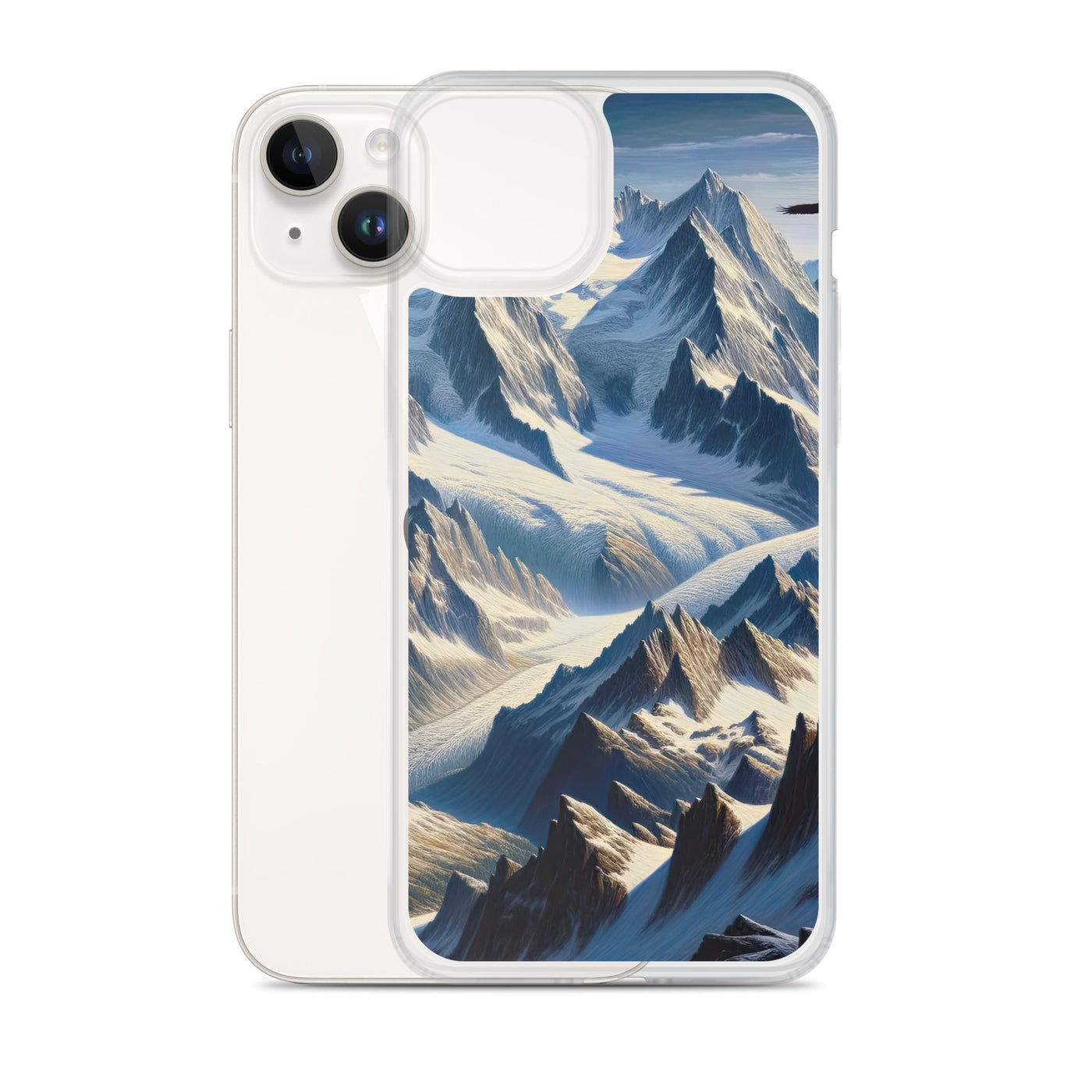 Ölgemälde der Alpen mit hervorgehobenen zerklüfteten Geländen im Licht und Schatten - iPhone Schutzhülle (durchsichtig) berge xxx yyy zzz