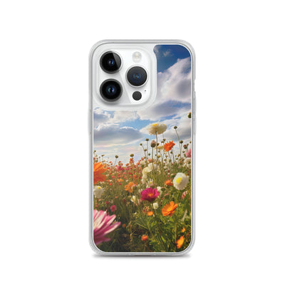 Blumenfeld und Sonnenschein - iPhone Schutzhülle (durchsichtig) camping xxx iPhone 14 Pro