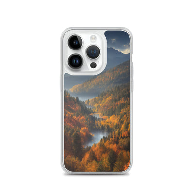 Berge, Wald und Nebel - Malerei - iPhone Schutzhülle (durchsichtig) berge xxx iPhone 14 Pro