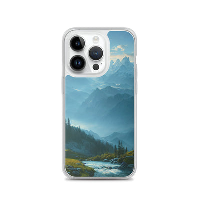 Gebirge, Wald und Bach - iPhone Schutzhülle (durchsichtig) berge xxx iPhone 14 Pro