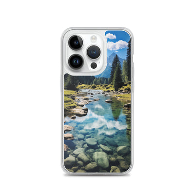 Österreichische Alpen und steiniger Bach - iPhone Schutzhülle (durchsichtig) berge xxx iPhone 14 Pro