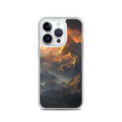 Wunderschöne Himalaya Gebirge im Nebel und Sonnenuntergang - Malerei - iPhone Schutzhülle (durchsichtig) berge xxx iPhone 14 Pro