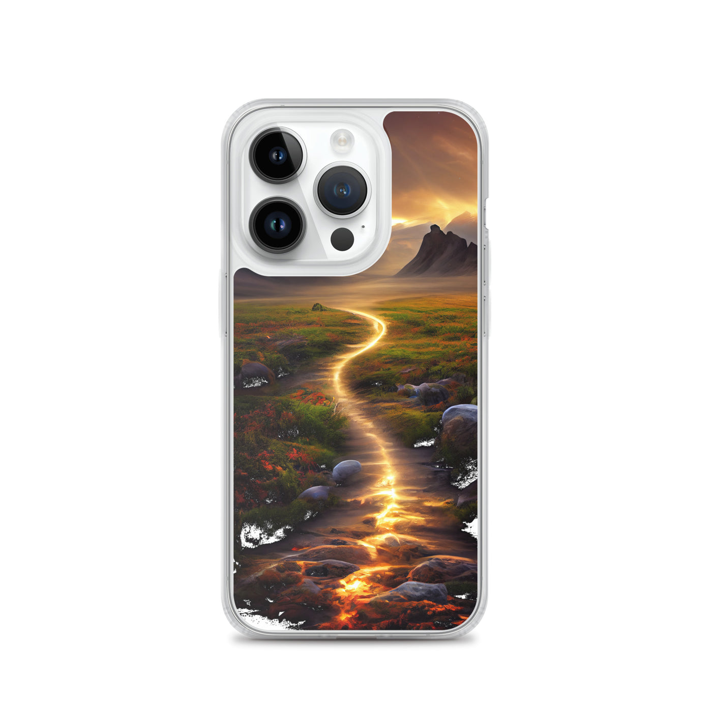 Landschaft mit wilder Atmosphäre - Malerei - iPhone Schutzhülle (durchsichtig) berge xxx iPhone 14 Pro