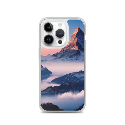 Matternhorn - Nebel - Berglandschaft - Malerei - iPhone Schutzhülle (durchsichtig) berge xxx iPhone 14 Pro