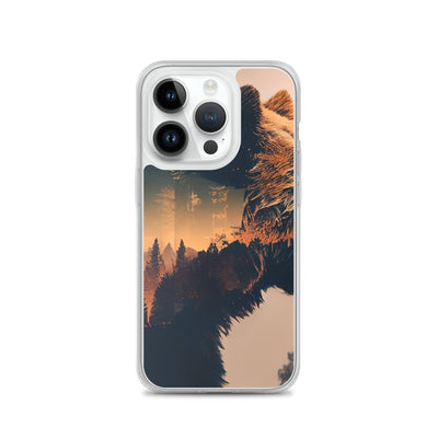 Bär und Bäume Illustration - iPhone Schutzhülle (durchsichtig) camping xxx iPhone 14 Pro