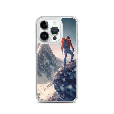 Bergsteiger auf Berg - Epische Malerei - iPhone Schutzhülle (durchsichtig) klettern xxx iPhone 14 Pro