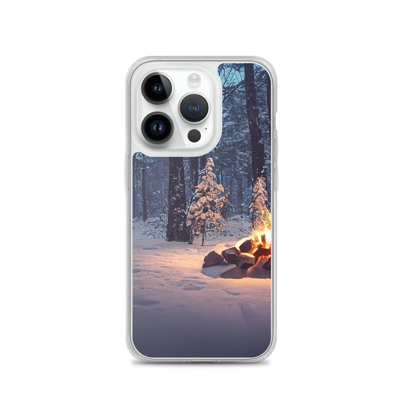 Lagerfeuer im Winter - Camping Foto - iPhone Schutzhülle (durchsichtig) camping xxx iPhone 14 Pro