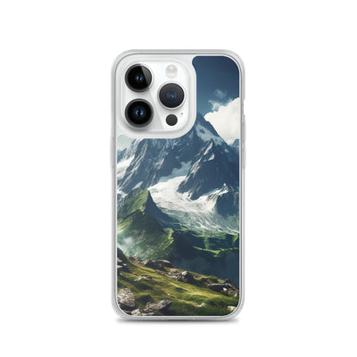 Gigantischer Berg - Landschaftsmalerei - iPhone Schutzhülle (durchsichtig) berge xxx iPhone 14 Pro