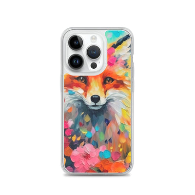 Schöner Fuchs im Blumenfeld - Farbige Malerei - iPhone Schutzhülle (durchsichtig) camping xxx iPhone 14 Pro