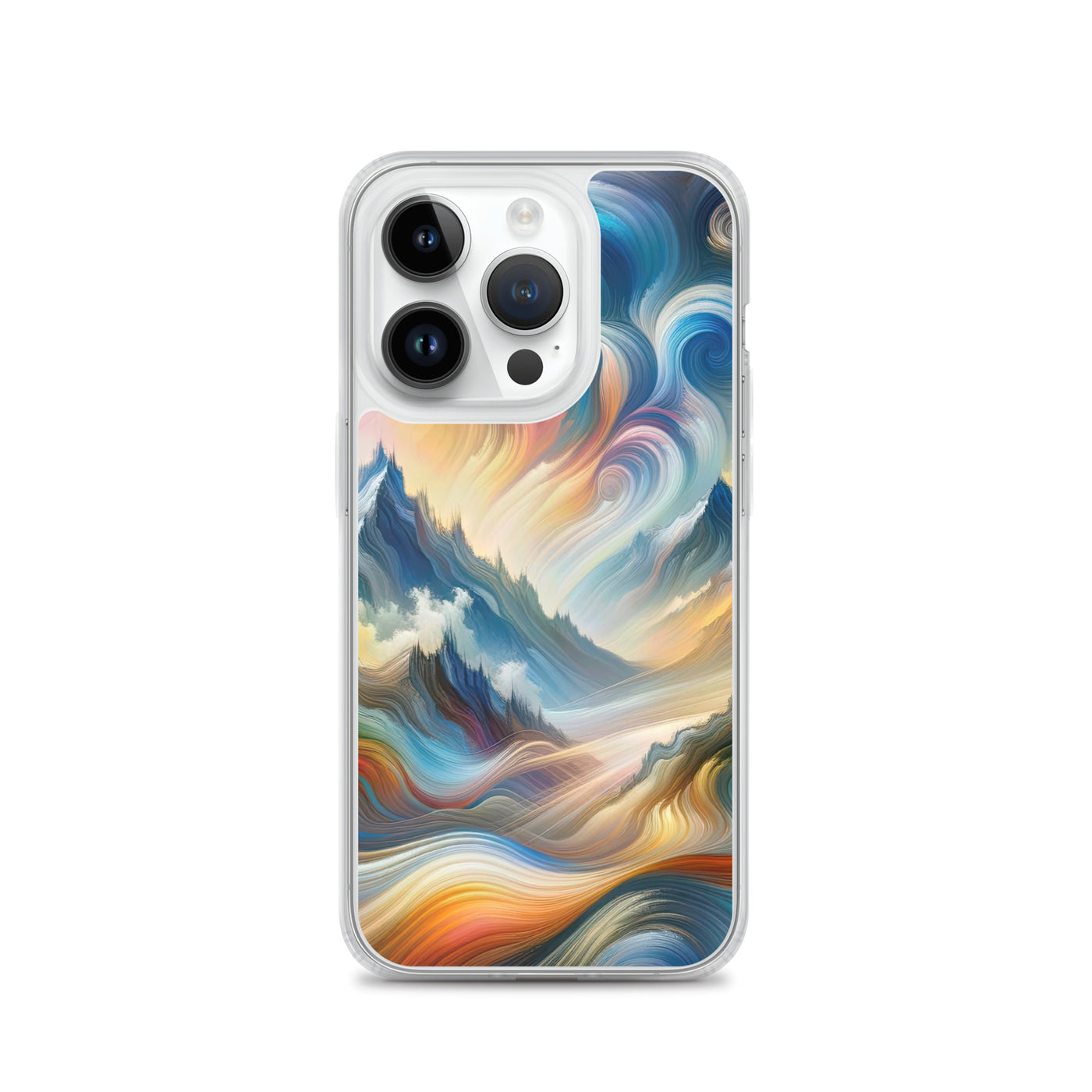 Ätherische schöne Alpen in lebendigen Farbwirbeln - Abstrakte Berge - iPhone Schutzhülle (durchsichtig) berge xxx yyy zzz iPhone 14 Pro