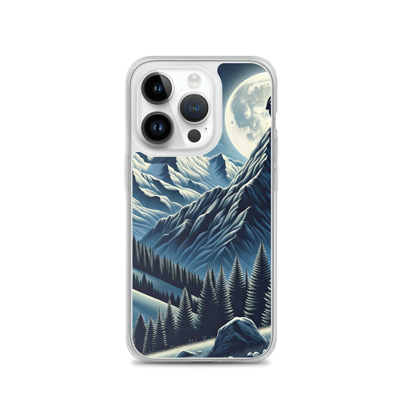 Steinbock in Alpennacht, silberne Berge und Sternenhimmel - iPhone Schutzhülle (durchsichtig) berge xxx yyy zzz iPhone 14 Pro