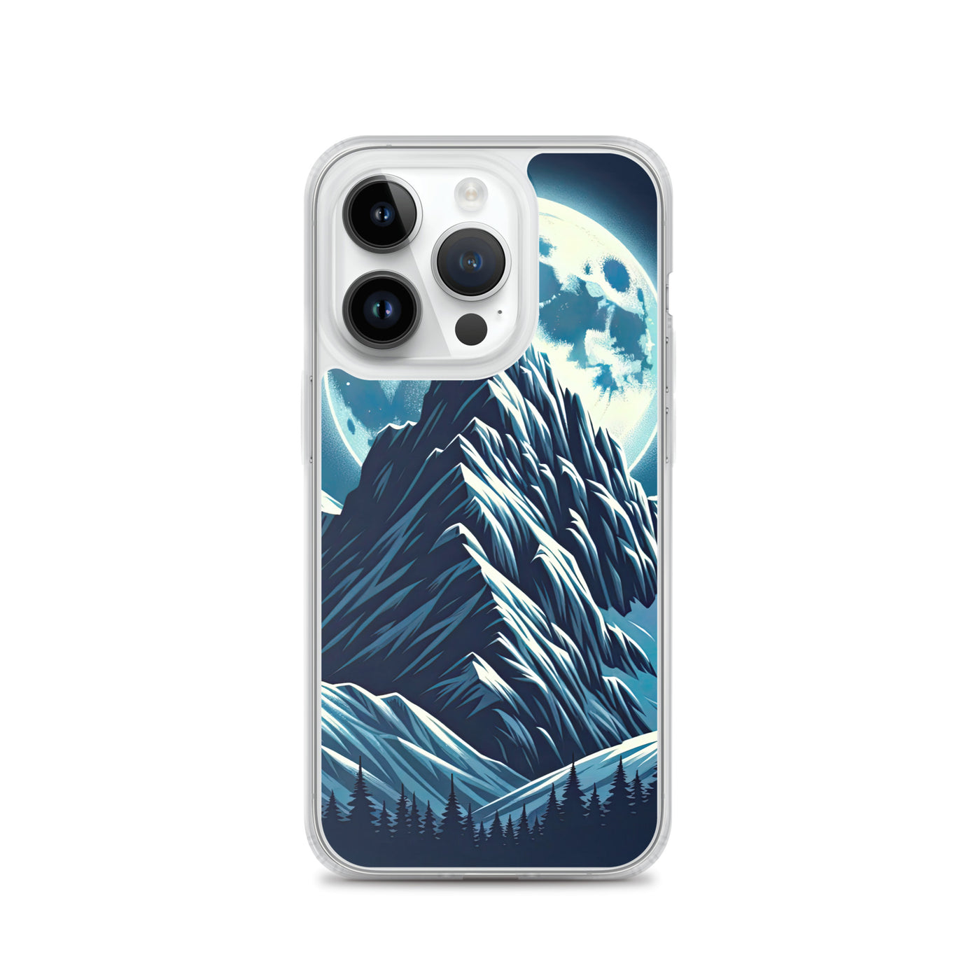 Mondnacht und Gipfelkreuz in den Alpen, glitzernde Schneegipfel - iPhone Schutzhülle (durchsichtig) berge xxx yyy zzz iPhone 14 Pro