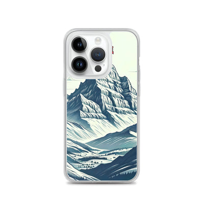 Ausgedehnte Bergkette mit dominierendem Gipfel und wehender Schweizer Flagge - iPhone Schutzhülle (durchsichtig) berge xxx yyy zzz iPhone 14 Pro