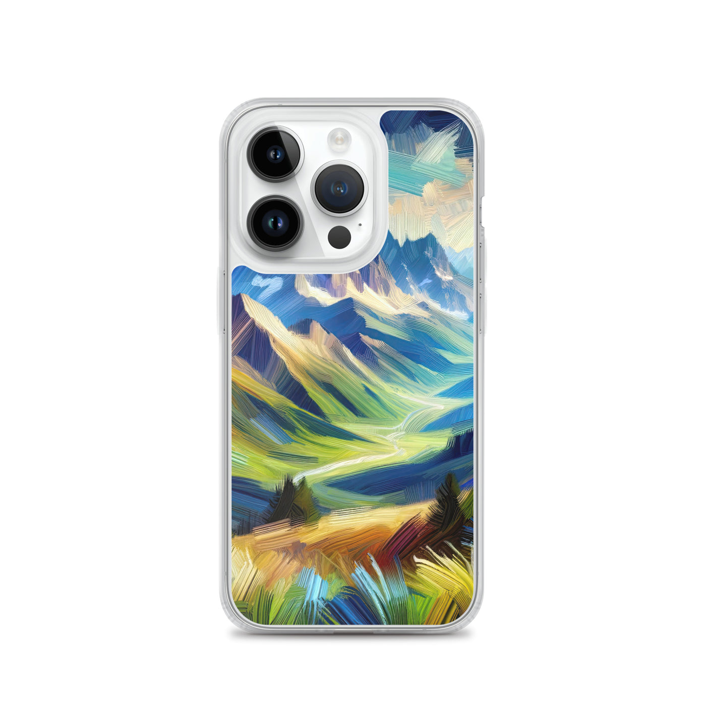 Impressionistische Alpen, lebendige Farbtupfer und Lichteffekte - iPhone Schutzhülle (durchsichtig) berge xxx yyy zzz iPhone 14 Pro