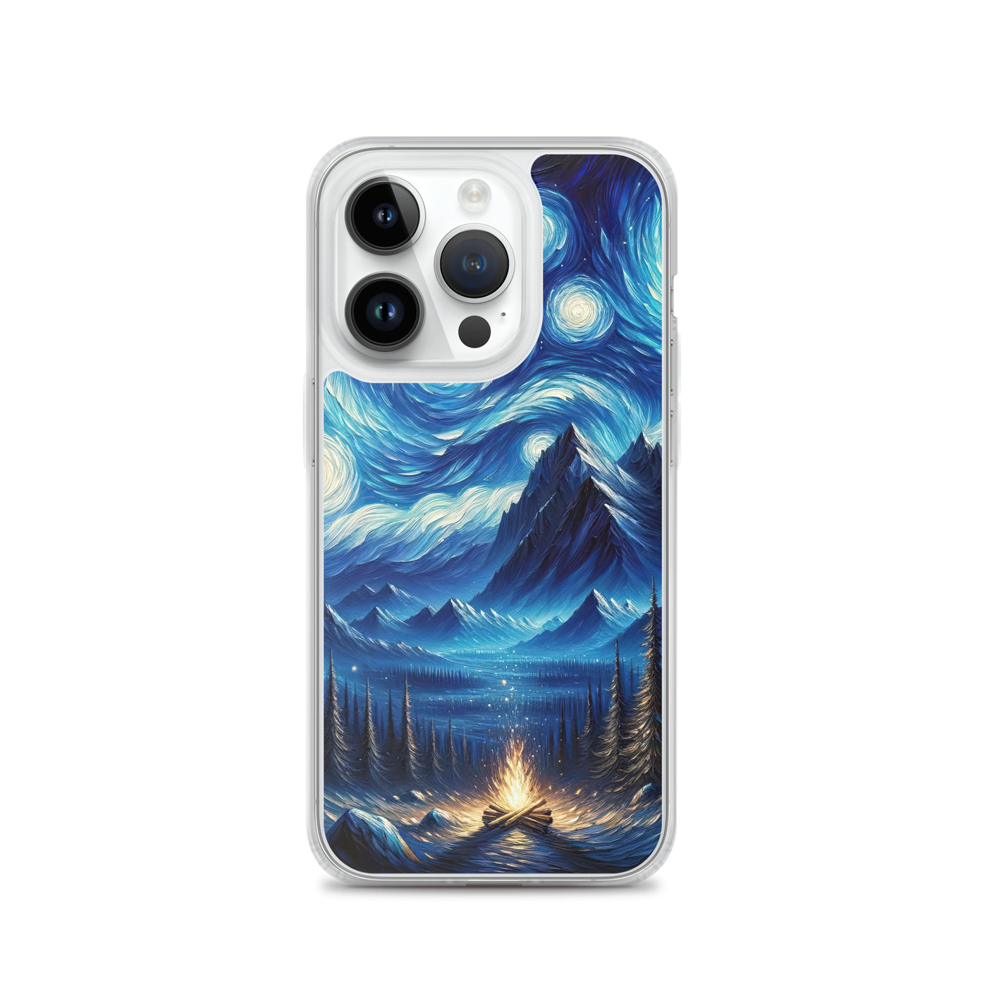 Sternennacht-Stil Ölgemälde der Alpen, himmlische Wirbelmuster - iPhone Schutzhülle (durchsichtig) berge xxx yyy zzz iPhone 14 Pro