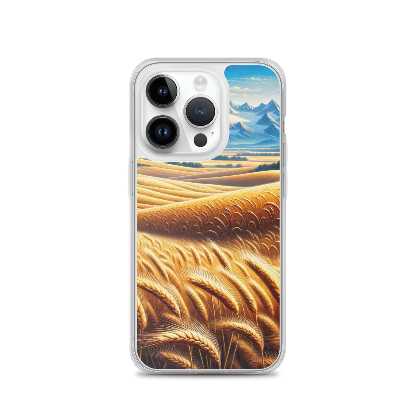 Ölgemälde eines weiten bayerischen Weizenfeldes, golden im Wind (TR) - iPhone Schutzhülle (durchsichtig) xxx yyy zzz iPhone 14 Pro