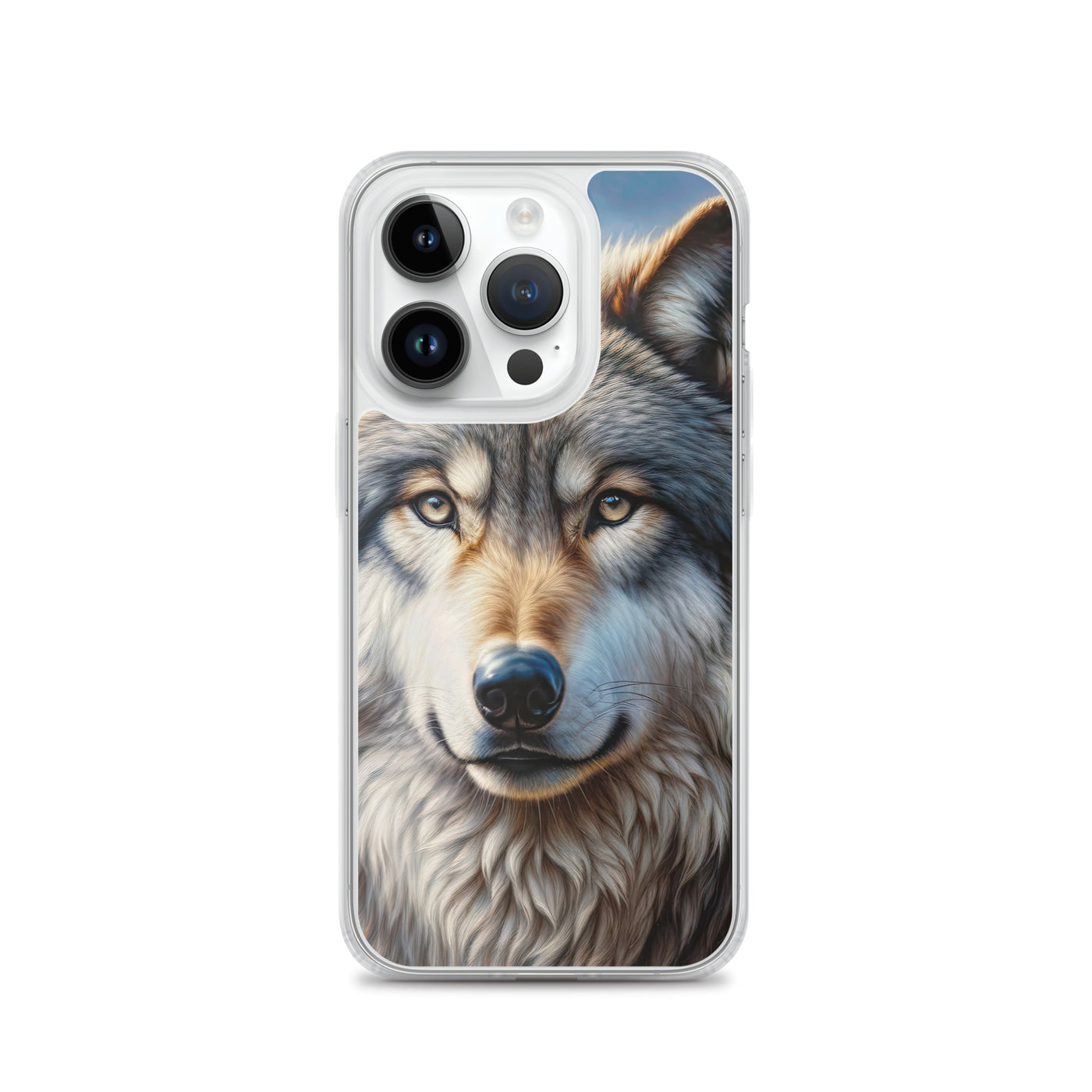 Porträt-Ölgemälde eines prächtigen Wolfes mit faszinierenden Augen (AN) - iPhone Schutzhülle (durchsichtig) xxx yyy zzz iPhone 14 Pro