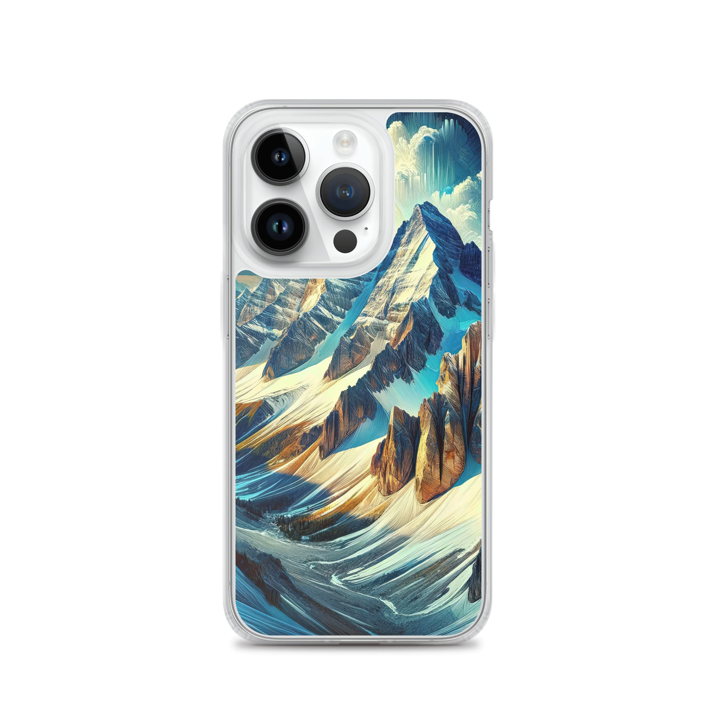 Majestätische Alpen in zufällig ausgewähltem Kunststil - iPhone Schutzhülle (durchsichtig) berge xxx yyy zzz iPhone 14 Pro