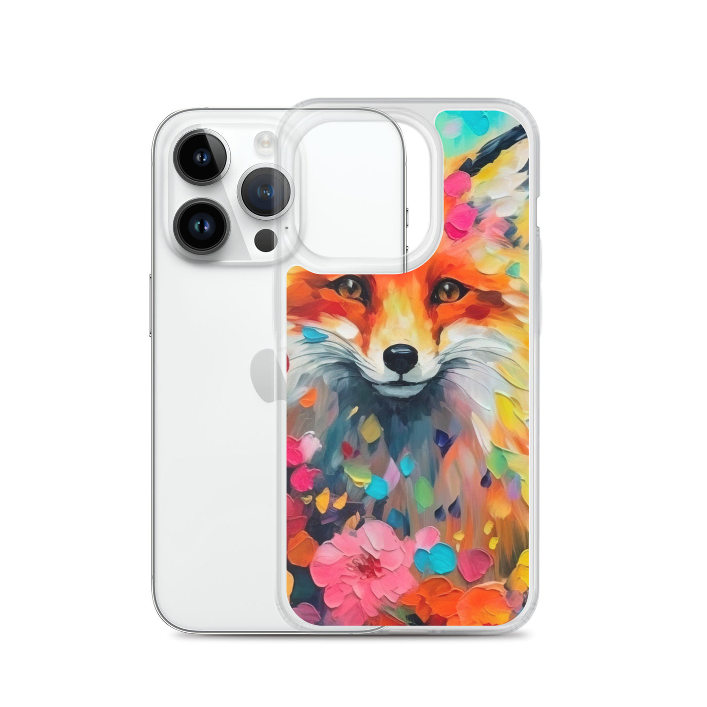 Schöner Fuchs im Blumenfeld - Farbige Malerei - iPhone Schutzhülle (durchsichtig) camping xxx